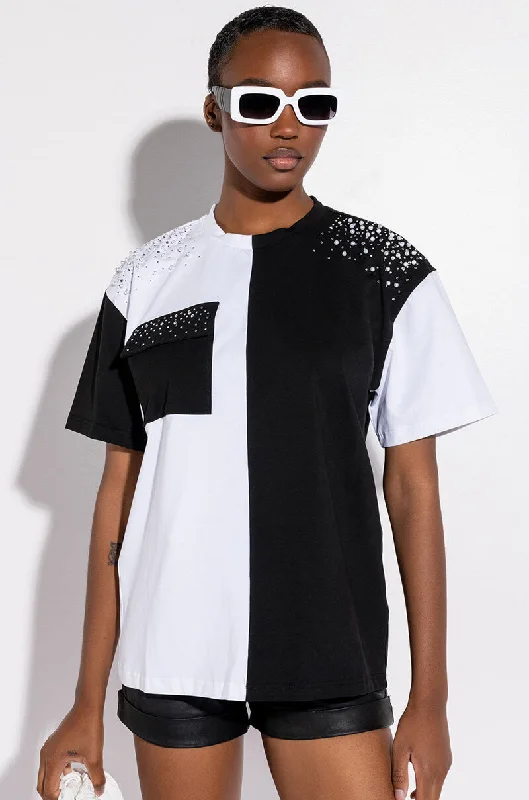 SEE YA LATER OVERSIZED RHINESTONE TSHIRT Comfortable Short Sleeve Tee
