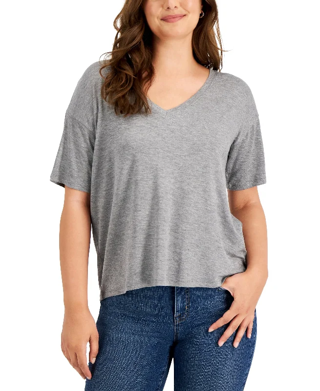 Style & Co Womens Drop Shoulder High Rise T-Shirt