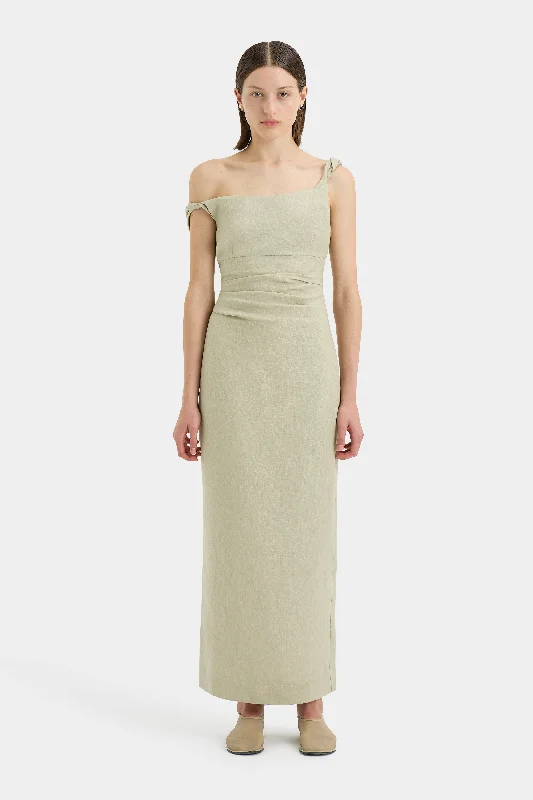Tamara Twist Midi Dress Elegant Lace Trim Midi Dress