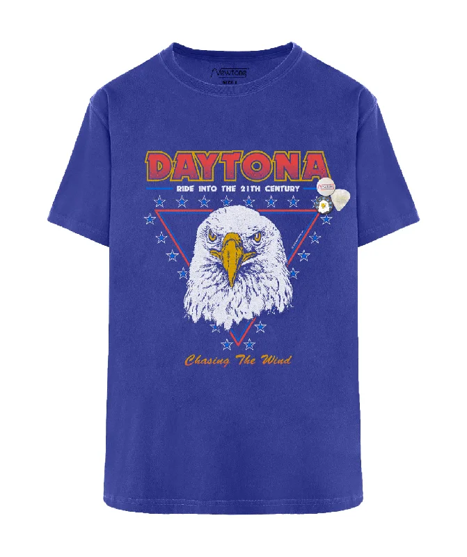 Tee shirt trucker flo blue "CENTURY" Casual Loose Short Sleeve