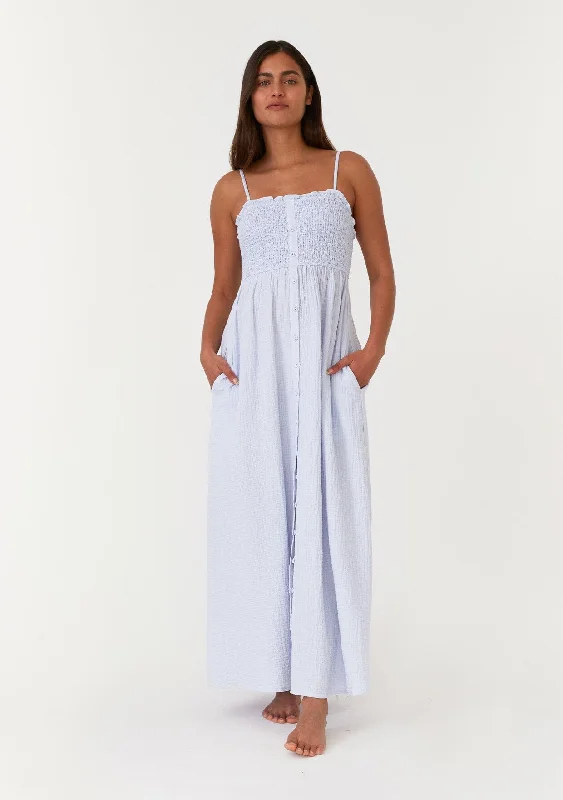 Thea Smocked Maxi Dress Fashionable Faux Wrap Maxi Dress