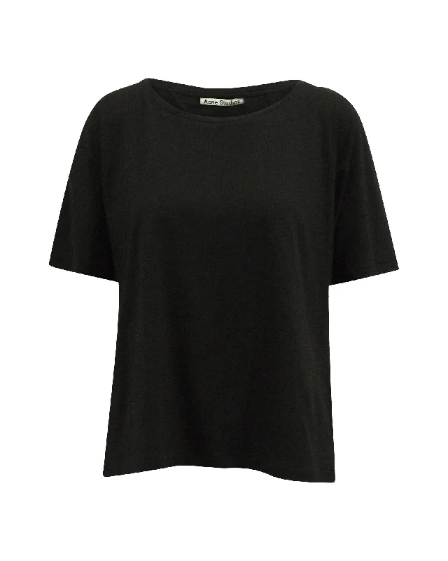 Relaxed Fit Black Cotton T-Shirt with Raglan Sleeves by Acne Studios