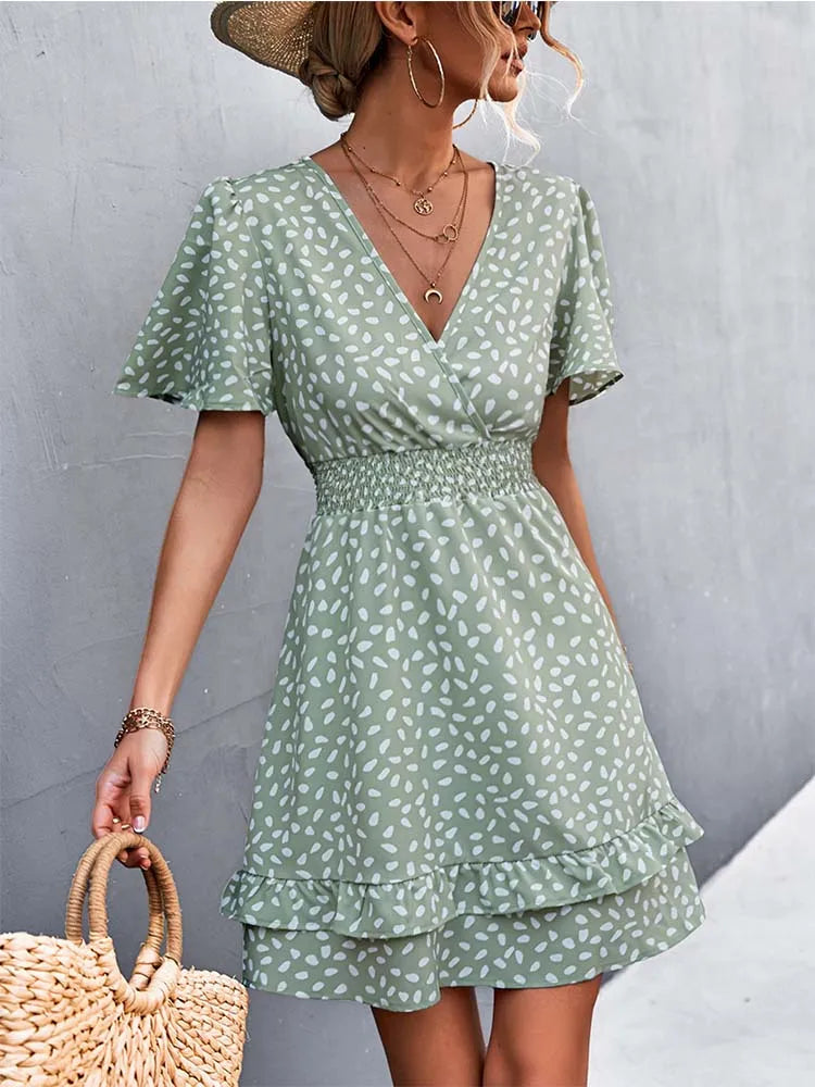 V Neck Mini Floral Short Lotus Leaf Elegant Midi Dresses Elegant Pleated Detail Midi Dress V Neck Mini Floral Short Lotus Leaf Elegant Midi Dresses Elegant Pleated Detail Midi Dress
