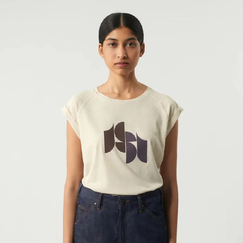 Valentina Tee-Shirt (Ecru) Stylish Pleated Short Sleeve