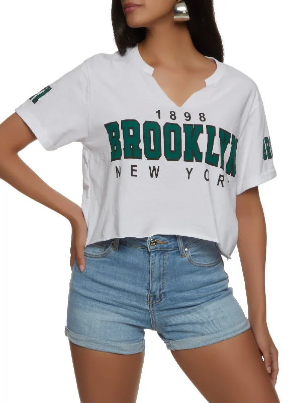 1898 Brooklyn New York Notch Neck T Shirt Classic V-Neck Short Shirt
