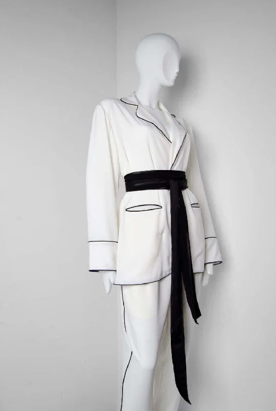 White Pyjama Chic Shirt Relaxed Fit Short Shirt
