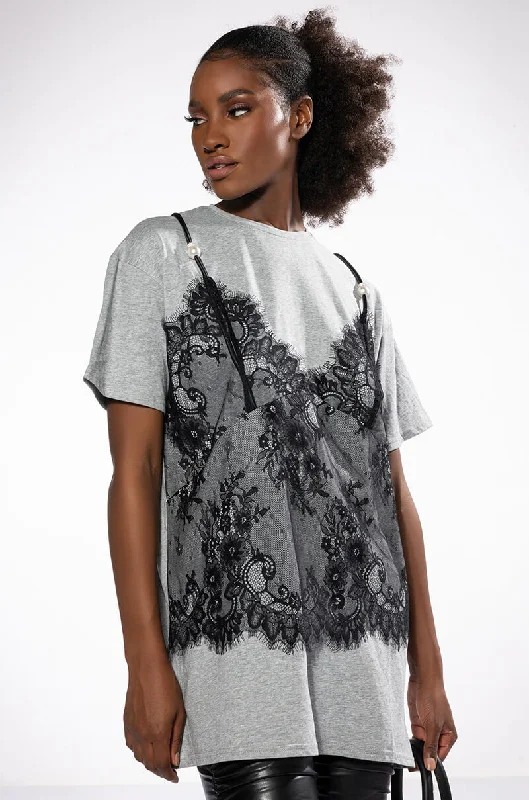 WINNY LACE DETAIL TSHIRT Classic Short Sleeve Blouse