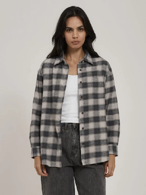 Womens Barrio Flannel Shirt - Petrol Classic Denim Short Sleeve