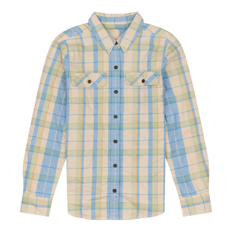 Women's Long-Sleeved Organic Cotton Midweight Fjord Flannel Shirt Cozy Knit Short Sleeve Top
