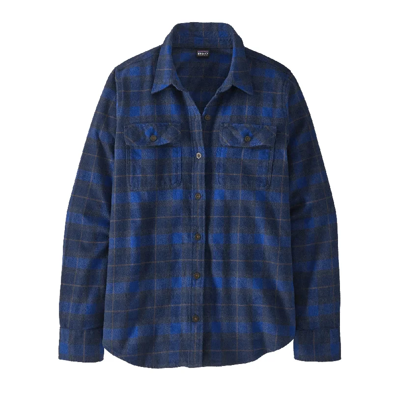 Women's Long-Sleeved Organic Cotton Midweight Fjord Flannel Shirt Casual Button-Down Short Shirt
