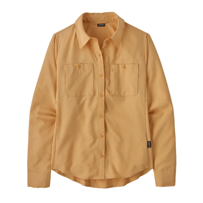Women's Long-Sleeved Self-Guided Hike Shirt Relaxed Cotton Short Blouse