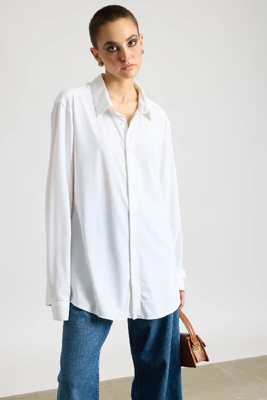 Breezy Relaxed Classic White Shirt Relaxed Cotton Short Shirt