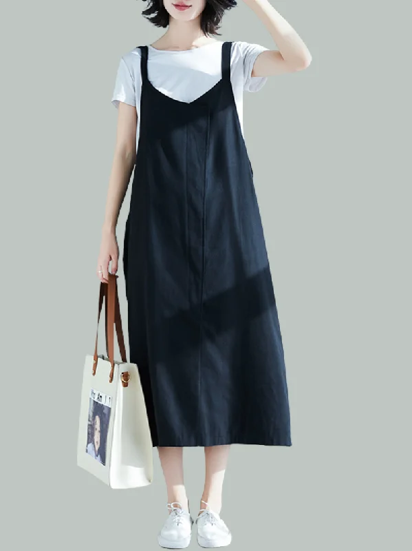 Women's Spring and Summer Loose Large Size Casual Seeveless Midi Dress Elegant Pleated Sleeve Midi Dress Women's Spring and Summer Loose Large Size Casual Seeveless Midi Dress Elegant Pleated Sleeve Midi Dress