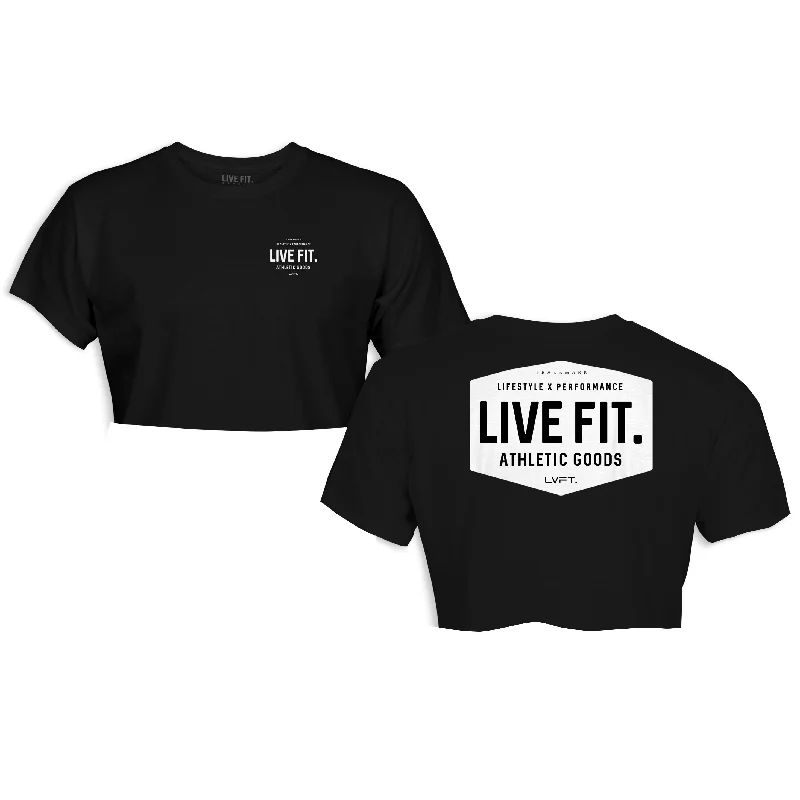 Work Badge Crop Tee - Black/White