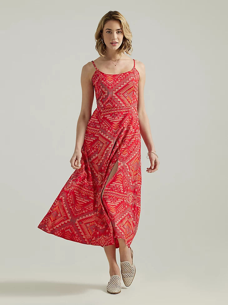 WRANGLER RED SOUTHWESTERN MAXI DRESS Chic Off-Shoulder Maxi Dress