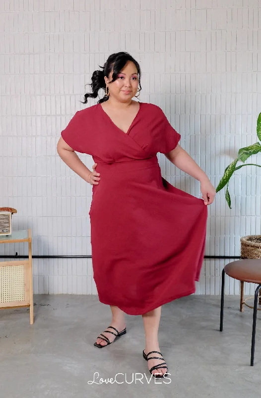 Wrap Maxi Dress - Wine Stylish Empire Waist Maxi Dress