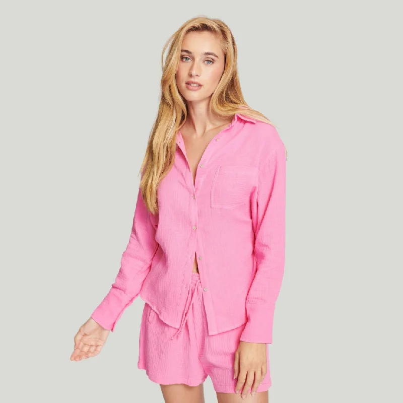 Zosia Shirt (Bubble Gum) Casual Slouchy Short Sleeve
