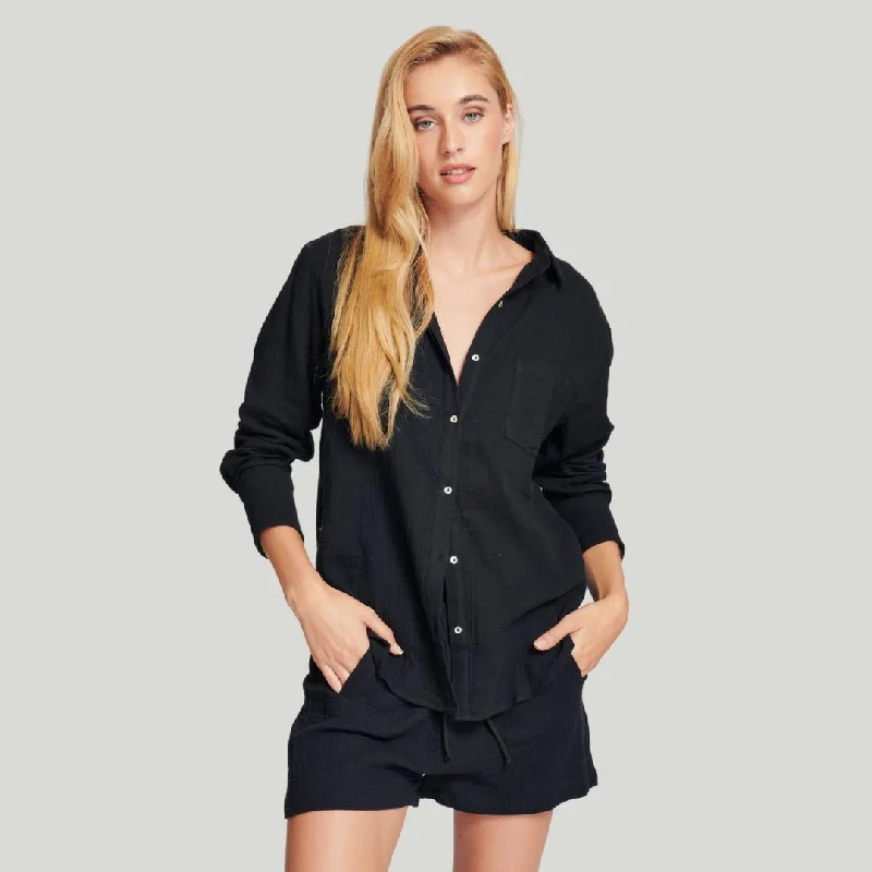Zosia Shirt (Caviar) Cozy Knit Short Sleeve Top