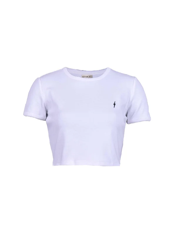 T-SHIRT CROPPED LISA Solid Print Embellished