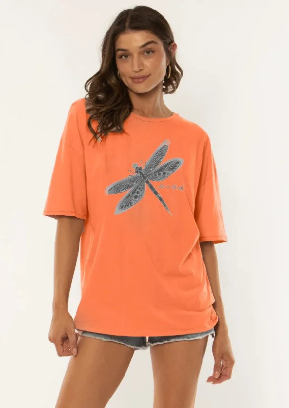 Amuse Society Dragonfly Boyfriend Tee - Sum24 Knit Fabric Woven Fabric Fleece Fabric