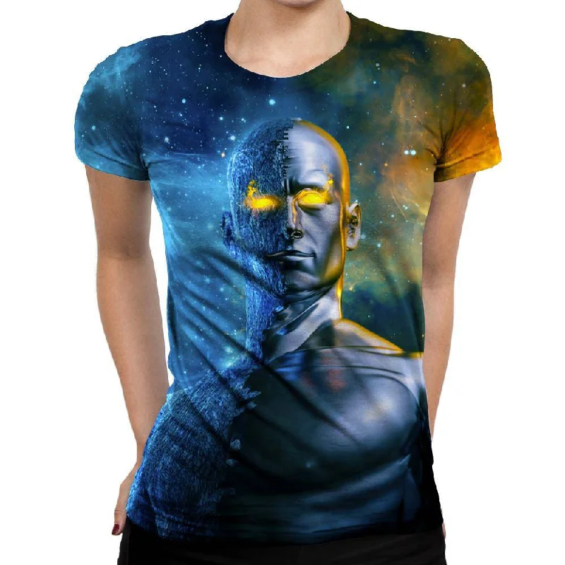 Between A Rock And A Hard Space Womens T-Shirt Asymmetrical Pockets Print