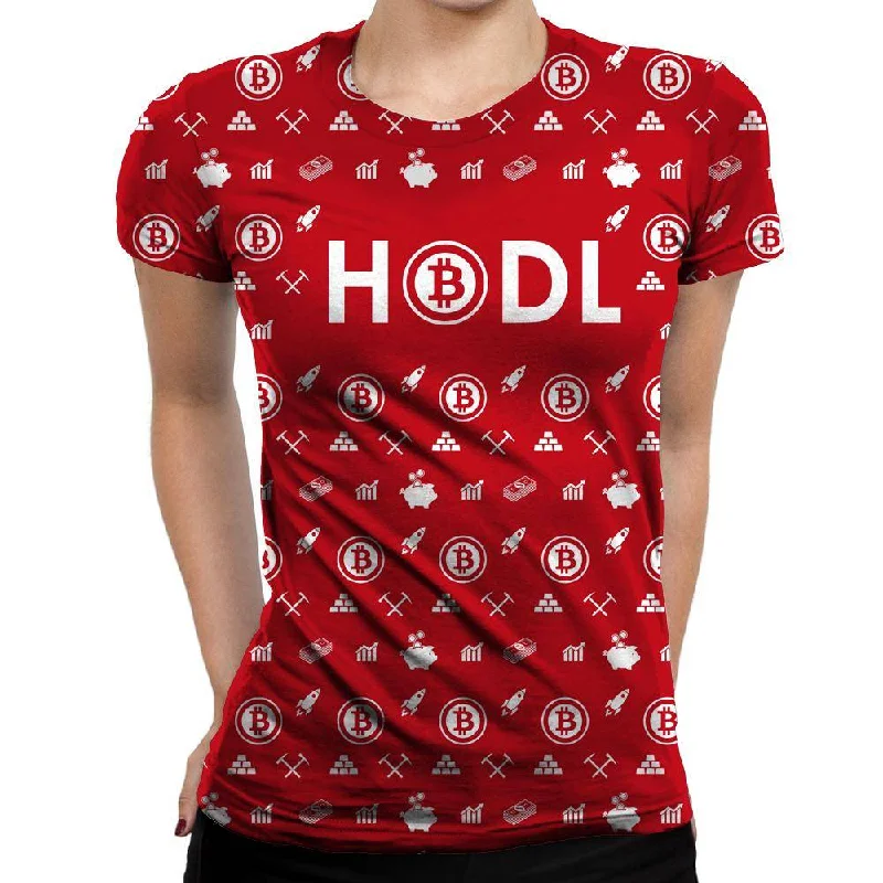 Bitcoin HODL Womens T-Shirt Real Fur Shearling Chenille