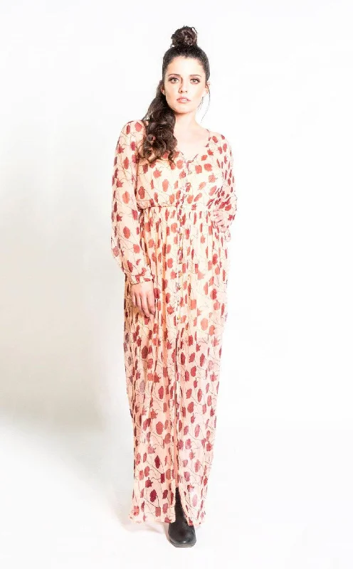 Chiffon Maxi Dress in Blush & Berry Poppy Flower Chic Sleeveless Maxi Dress