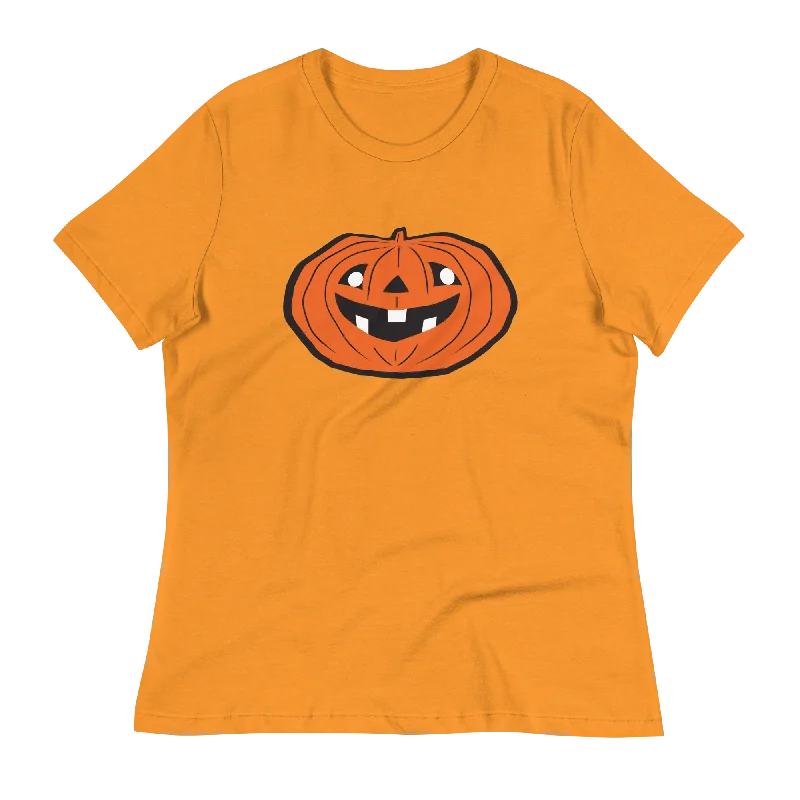 Cleveland Press Pumpkin Women's T-Shirt Spandex Blend Rayon Blend Denim Blend