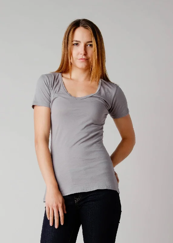 Brooklyn Denim Co. Organic Cotton Swoop Neck Tee - Earl Grey Houndstooth Herringbone Solid Brooklyn Denim Co. Organic Cotton Swoop Neck Tee - Earl Grey Houndstooth Herringbone Solid
