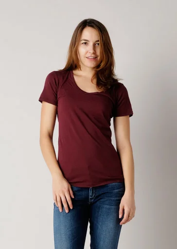 Brooklyn Denim Co. Organic Cotton Swoop Neck Tee - Barbera Ribbed Striped Patterned