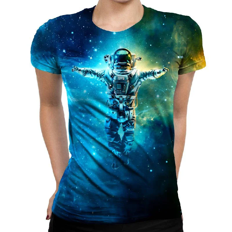 Cosmic Dreams Womens T-Shirt Handmade Hand-knitted Hand-woven