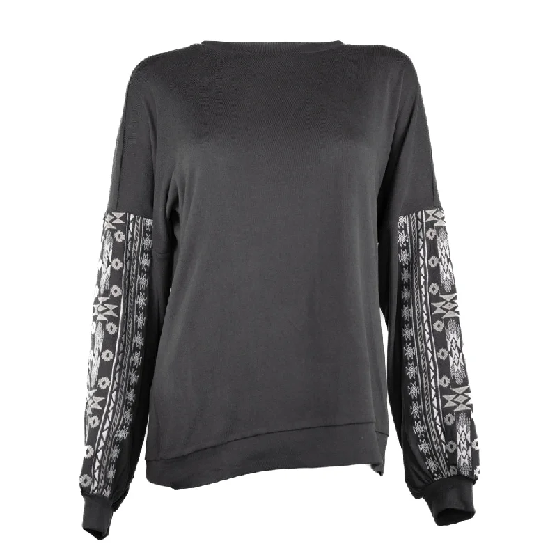 Cruel Denim Women's Aztec Embroidered Thermal T-Shirt Anti-Shrink Durable Soft
