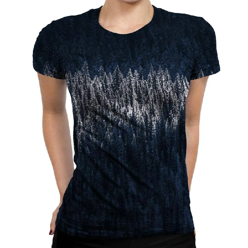 Dark Pines Womens T-Shirt Chenille Brocade Lace
