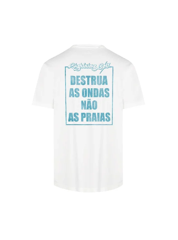 T-SHIRT REGULAR COM ESTAMPADO FRONTAL E COSTAS Collared T-Shirt Boat Neck A-Line