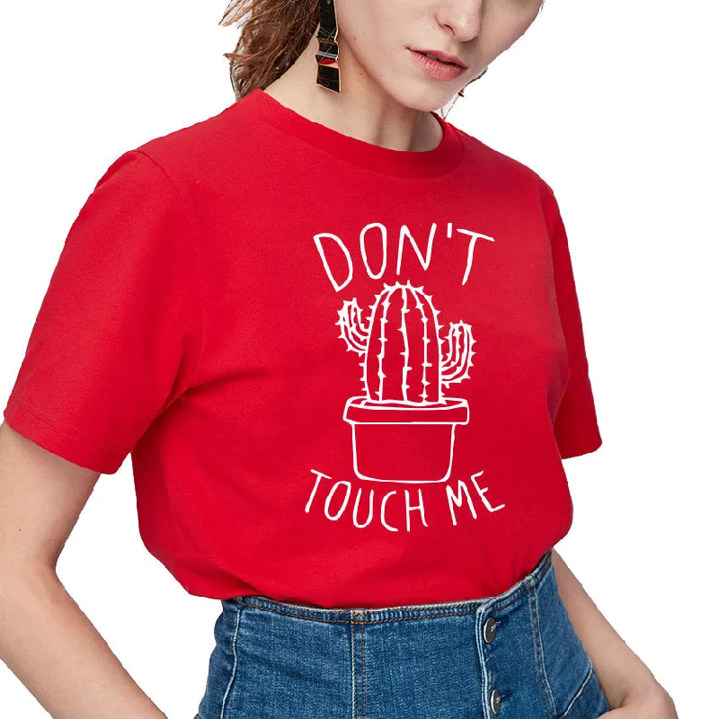 DON'T TOUCH ME Print and Cactus T-shirt / Women Rock Style Graphic Tees Cotton Fabric Linen Fabric Terry Fabric DON'T TOUCH ME Print and Cactus T-shirt / Women Rock Style Graphic Tees Cotton Fabric Linen Fabric Terry Fabric