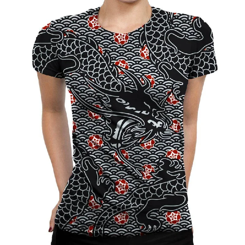 Hidden Dragon Womens T-Shirt Polka Dot Checkered Tartan