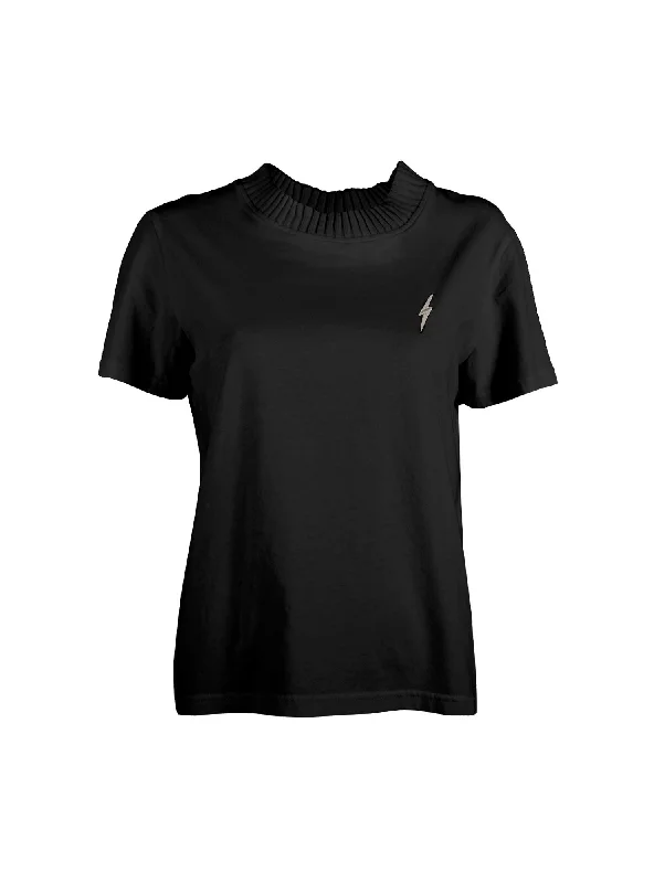 T-SHIRT COM GOLA REDONDA EM MALHA Lace Blend Ribbed Blend Corduroy Blend