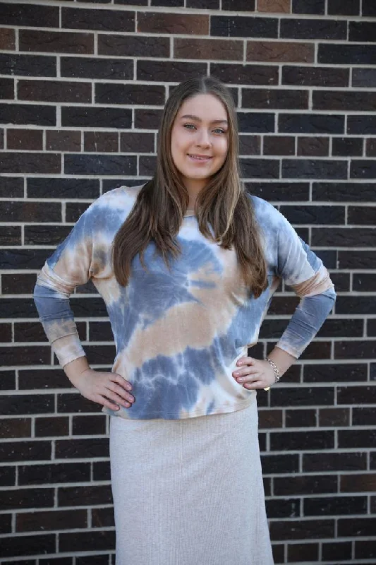 Ladies Tie Dye Dolman Tee (2 colors) Striped Floral Plaid