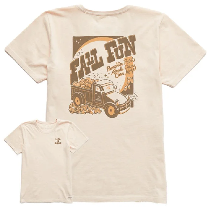 Life is Good. Women's Clean Fall Fun Harvest Truck SS Crusher-Lite Tee, Putty White Hooded Caped Shawl Collar Life is Good. Women's Clean Fall Fun Harvest Truck SS Crusher-Lite Tee, Putty White Hooded Caped Shawl Collar