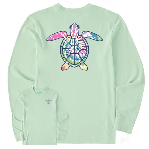 Life is Good. Women's LIG Turtle Shell Tie Dye Long Sleeve Crusher-LITE Tee, Sage Green Satin Fabric Silk Fabric Chiffon Fabric Life is Good. Women's LIG Turtle Shell Tie Dye Long Sleeve Crusher-LITE Tee, Sage Green Satin Fabric Silk Fabric Chiffon Fabric