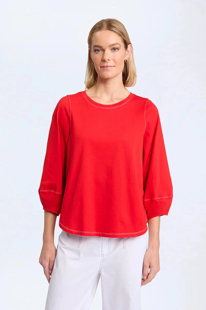 MARCO POLO LANTERN SLV TEE - POPPY Houndstooth Herringbone Solid