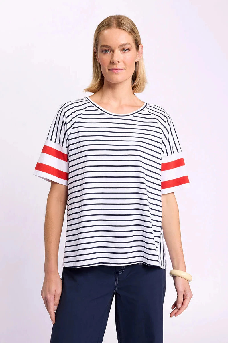 MARCO POLO RAGLAN STRIPE TEE - NAVY Fashionable Trendy Casual