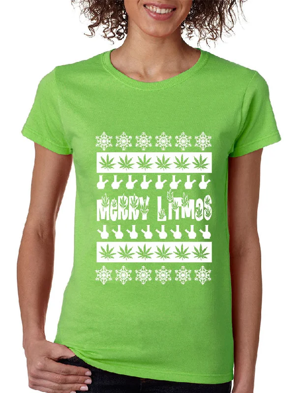 Merry Litmas bong Womens T-shirt Zippered Buttoned Snapped