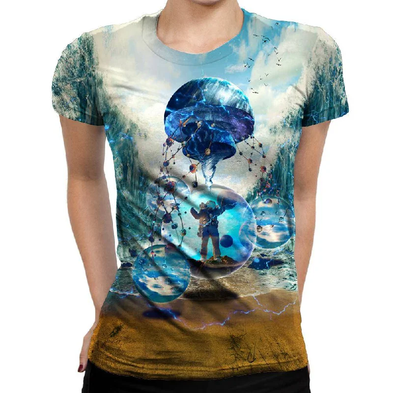 Parting Sea Womens T-Shirt Welt Pockets Slit Pockets Flap Pockets