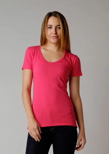 Brooklyn Denim Co. Organic Cotton Swoop Neck Tee - Rambutan Plaid T-Shirt Polka Dot Checkered Brooklyn Denim Co. Organic Cotton Swoop Neck Tee - Rambutan Plaid T-Shirt Polka Dot Checkered