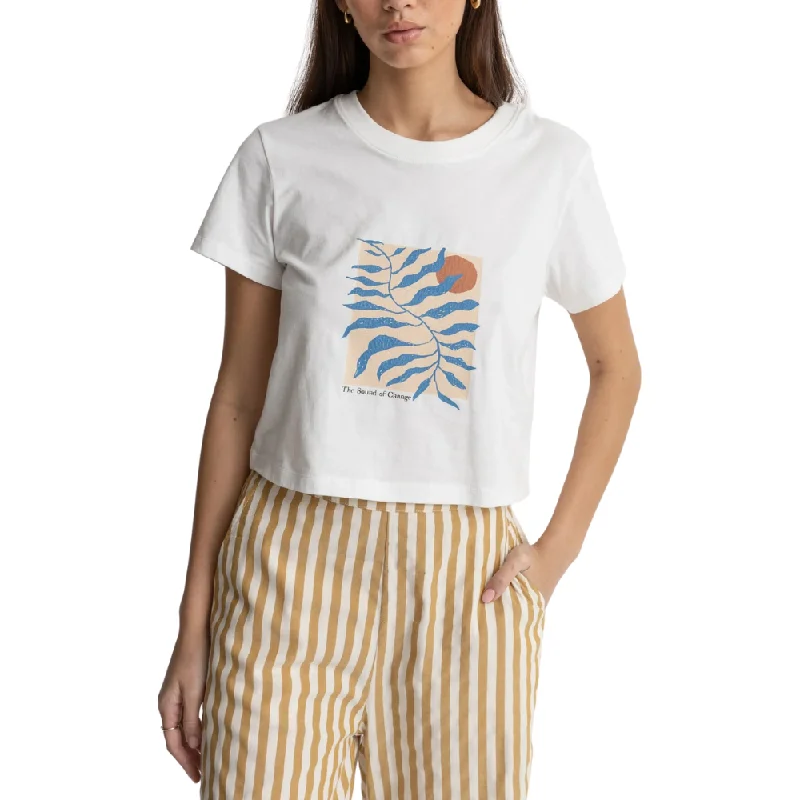 Womens Fern Vintage Crop Crew T-shirt Vintage White Front Pockets Side Pockets Patch Pockets Womens Fern Vintage Crop Crew T-shirt Vintage White Front Pockets Side Pockets Patch Pockets