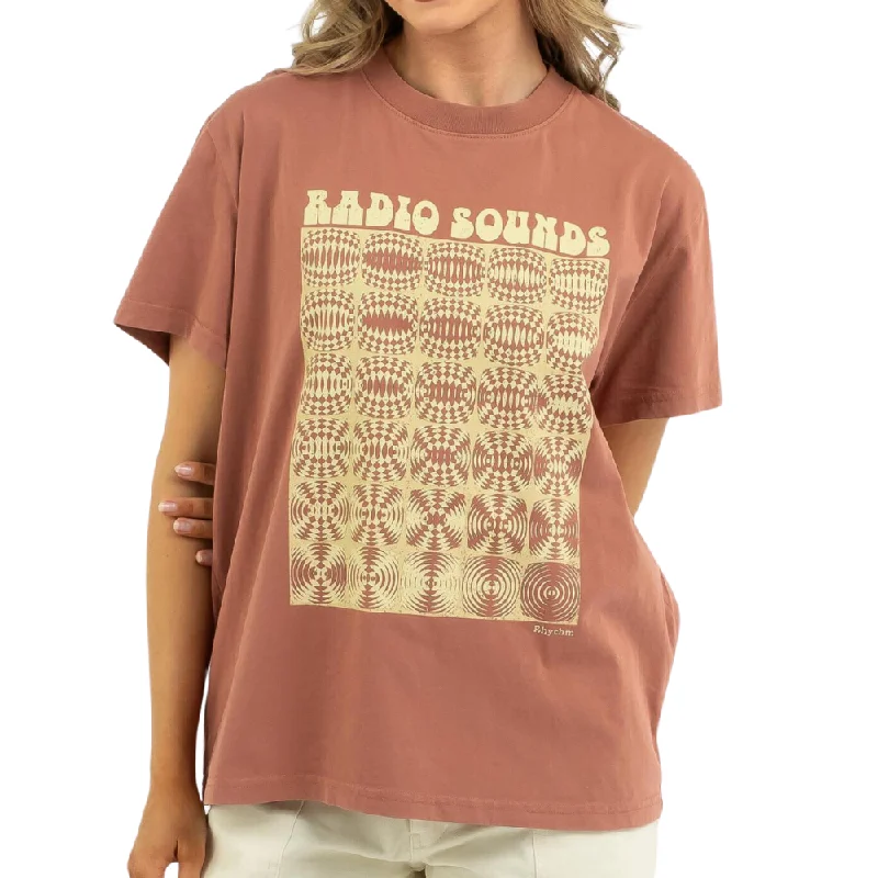 Womens Interupted Band T-shirt Rust Hooded Caped Shawl Collar