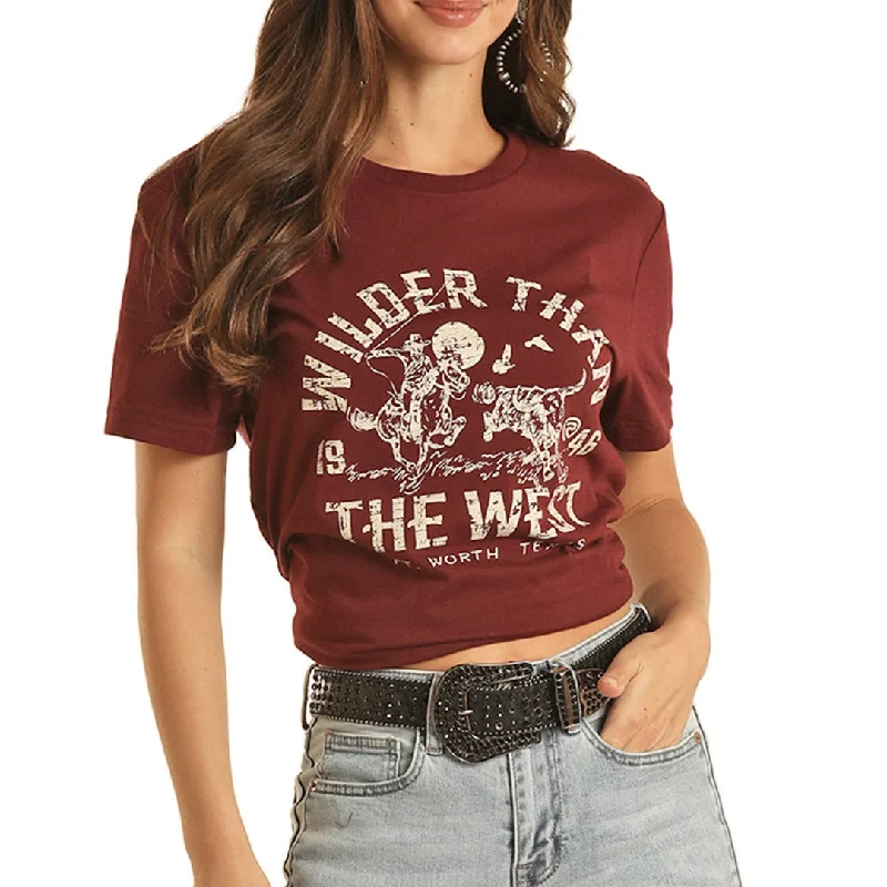 Rock & Roll Cowgirl Women's Wild West Graphic T-Shirt Chenille Fabric Brocade Fabric Lace Fabric