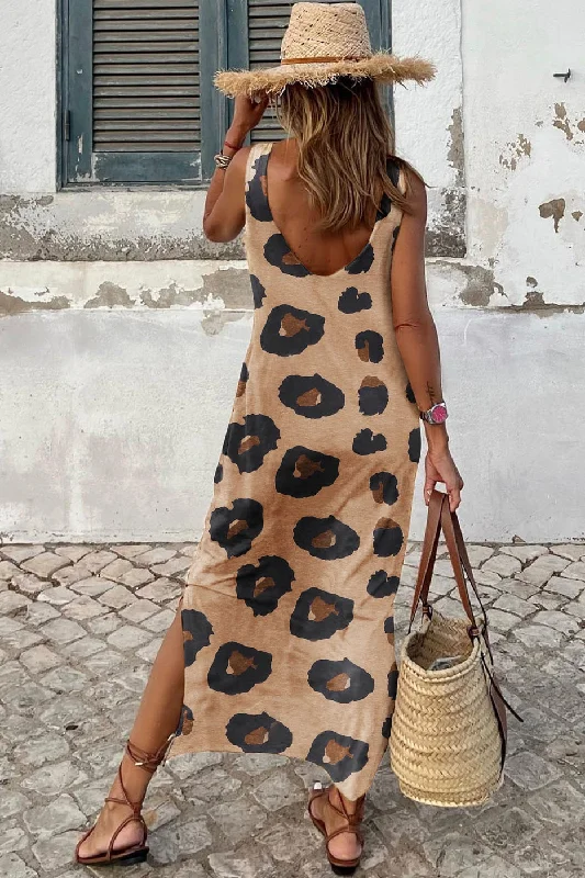 Sassy Leopard Maxi Dress Fashionable Off-Shoulder Maxi Dress
