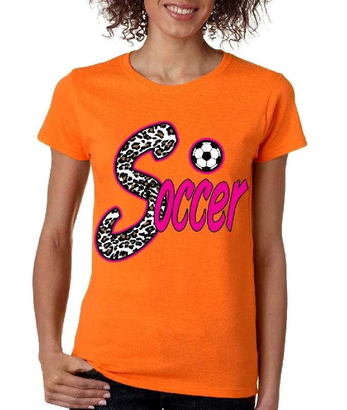 Soccer White Leopard women's T-Shirts Rayon Velvet Corduroy